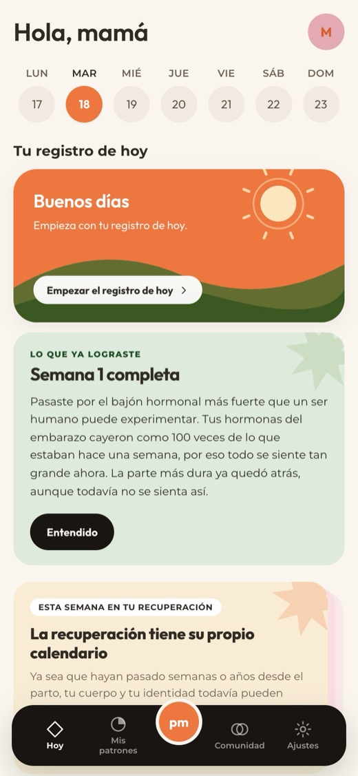 App Pura Mama — plan posparto diario y coach con IA